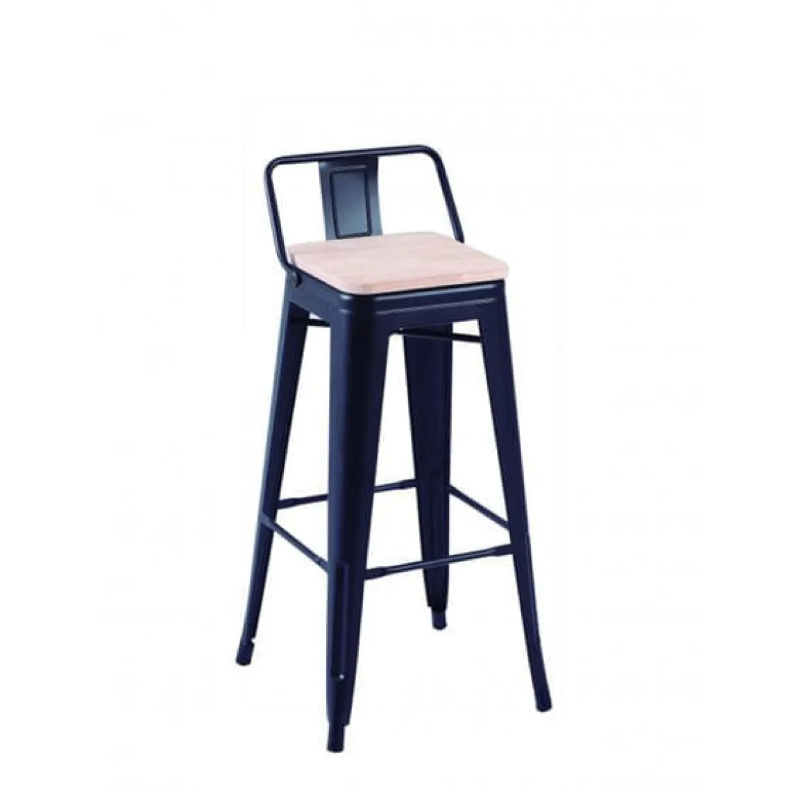 Pack 4 taburetes altos Tolix negro asiento roble Nordish 93x30x33 cm