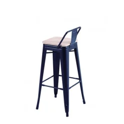 Pack 4 taburetes altos Tolix negro asiento roble Nordish 93x30x33 cm