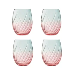 Pack 4 vasos Swirly Spring Cristal D’Arques cristalín rosa/verde 36 cl