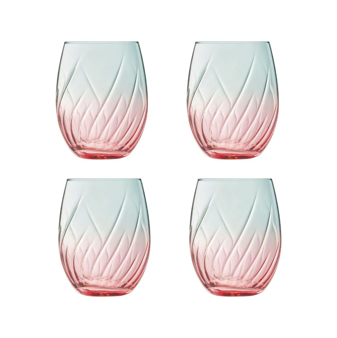 Pack 4 vasos Swirly Spring Cristal D’Arques cristalín rosa/verde 36 cl