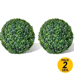 Pack de 2 arbustos de bola Boj artificiales verde Ø35 cm