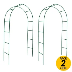 Pack de 2 arcos de jardín para plantas trepadoras verde 240x140x39 cm