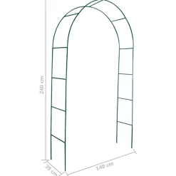 Pack de 2 arcos de jardín para plantas trepadoras verde 240x140x39 cm