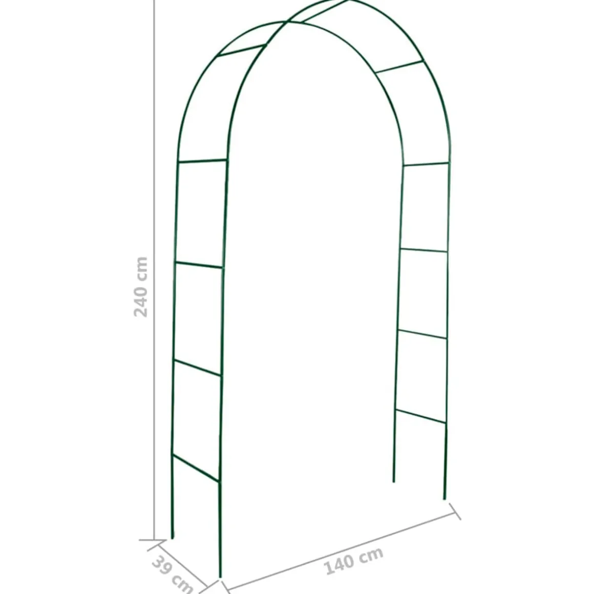 Pack de 2 arcos de jardín para plantas trepadoras verde 240x140x39 cm