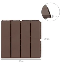 Pack de 9 baldosas Outsunny para suelo cuadradas 0,81 m² 9pzs marrón 30x30 cm