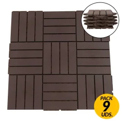 Pack de 9 baldosas Outsunny para suelo cuadradas 0,81 m² 9pzs marrón 30x30 cm