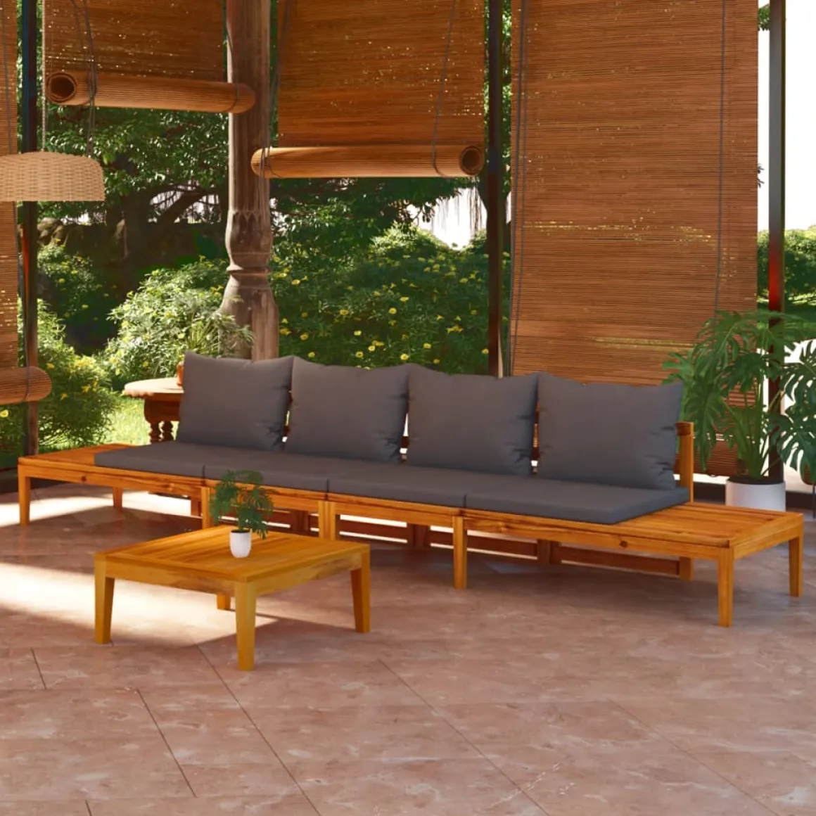 Pack de 2 bancos de jardín VidaXL 4 personas con cojines