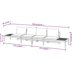 Pack de 2 bancos de jardín VidaXL 4 personas con cojines