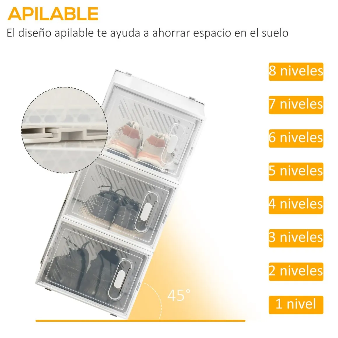 Pack de 8 cajas organizativas Homcom modulares 21x28x36 cm