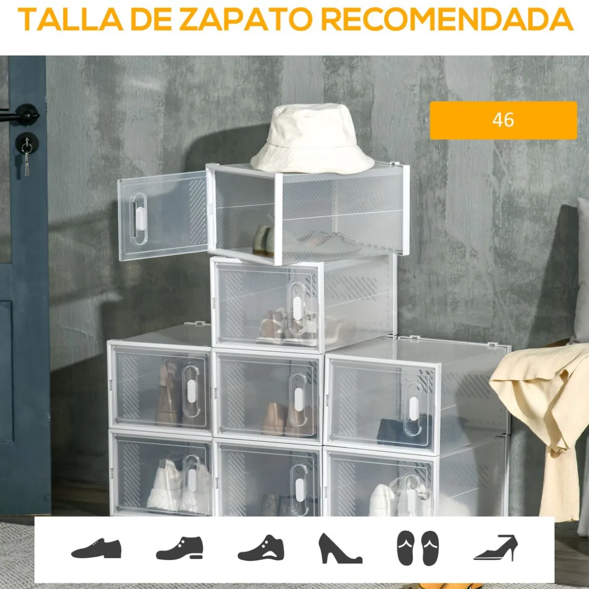 Pack de 8 cajas organizativas Homcom modulares 21x28x36 cm