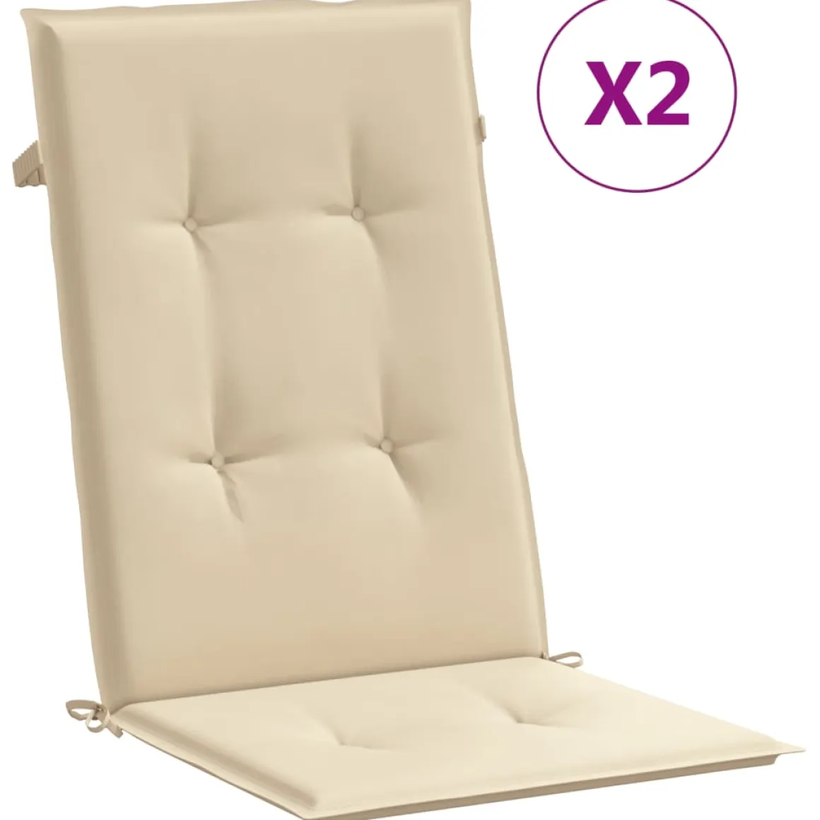 Pack de 2 cojines para silla con respaldo alto 70x50x50 cm