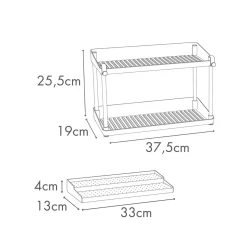 Pack de 2 estanterías 2 alturas + bandeja extraíble blanco 25,5x37,5x19 cm