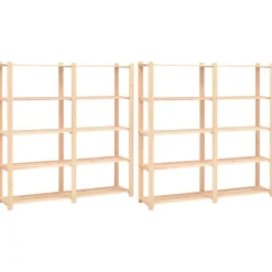 Pack de 2 estanterías Atlas 5 niveles natural 170x170x38 cm