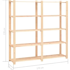 Pack de 3 estanterias Nova 5 niveles natural 170x170x38 cm