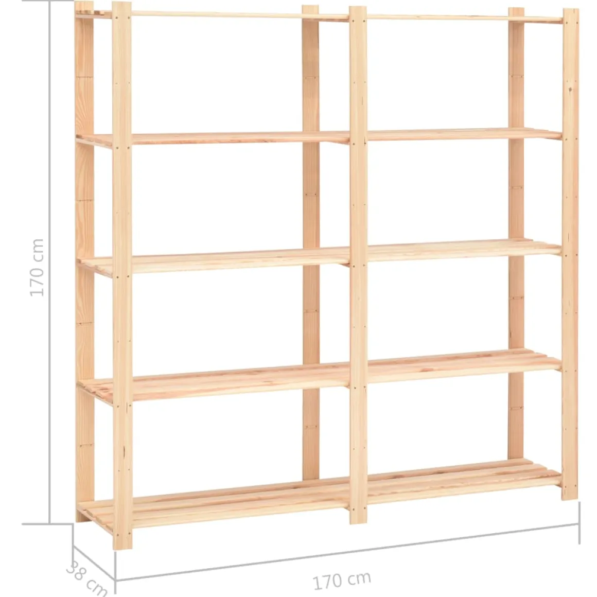 Pack de 3 estanterias Nova 5 niveles natural 170x170x38 cm