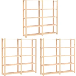 Pack de 3 estanterias Nova 5 niveles natural 170x170x38 cm