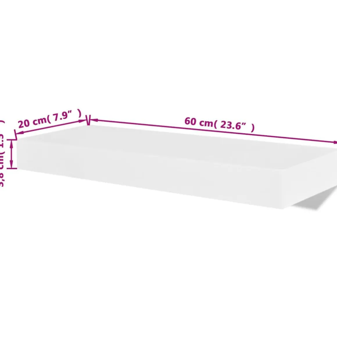 Pack de 2 estantes de pared flotantes MDF 3,8x60x20 cm