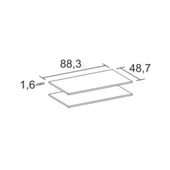 Pack de 2 estantes interior armario blanco mate 1,6x88,3x48,7 cm