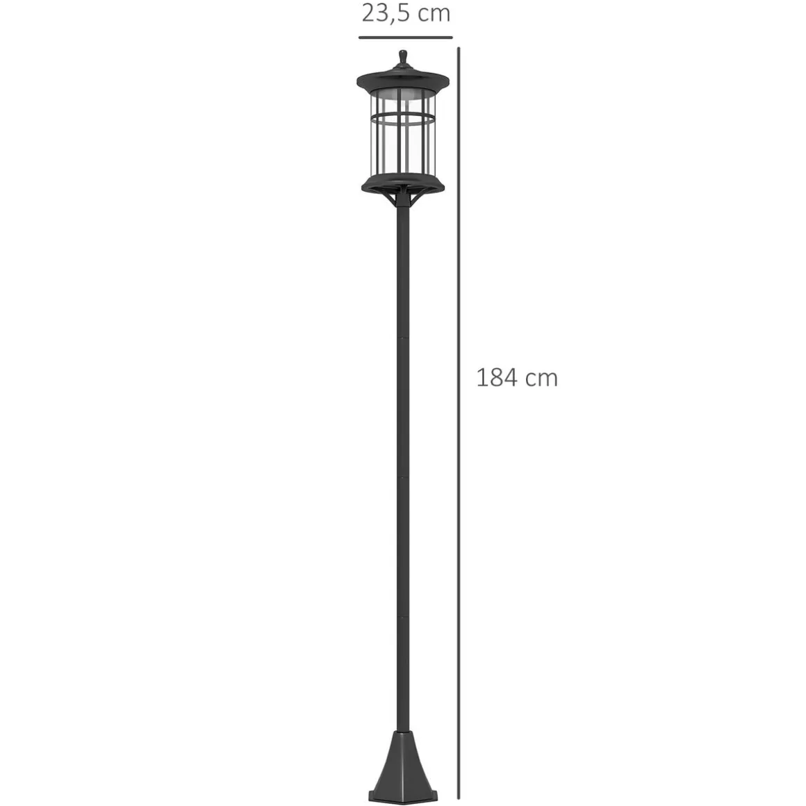 Pack de 2 farolas Alfredo Outsunny carga solar negro 184x23,5 cm