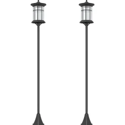 Pack de 2 farolas Alfredo Outsunny carga solar negro 184x23,5 cm