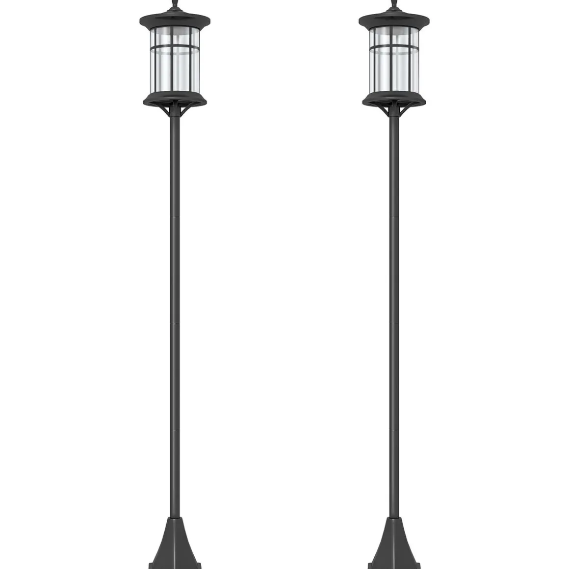 Pack de 2 farolas Alfredo Outsunny carga solar negro 184x23,5 cm