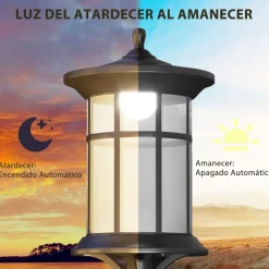 Pack de 2 farolas Alfredo Outsunny carga solar negro 184x23,5 cm