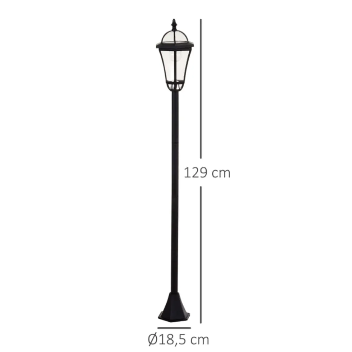 Pack de 2 farolas de exterior Outsunny con 2 luces LED 3500k impermeable negro 129x18,5x18,5 cm