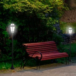 Pack de 2 farolas de exterior Outsunny con 2 luces LED 3500k impermeable negro 129x18,5x18,5 cm