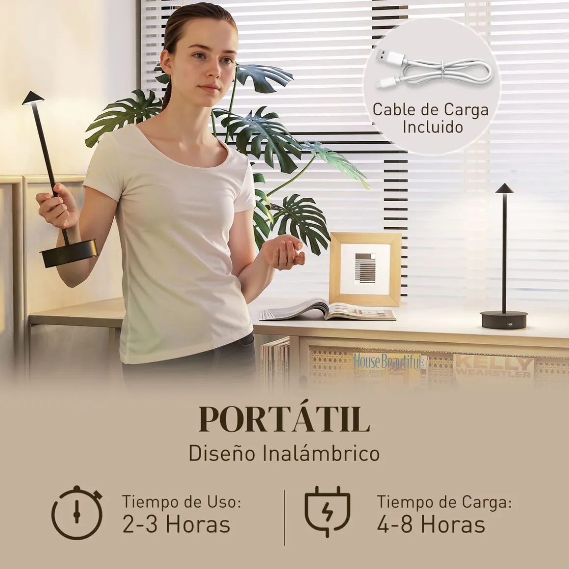 Pack de 2 lámparas LumaTwin Homcom luz LED Ø10x30 cm