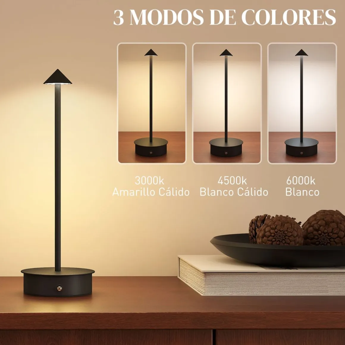 Pack de 2 lámparas LumaTwin Homcom luz LED Ø10x30 cm