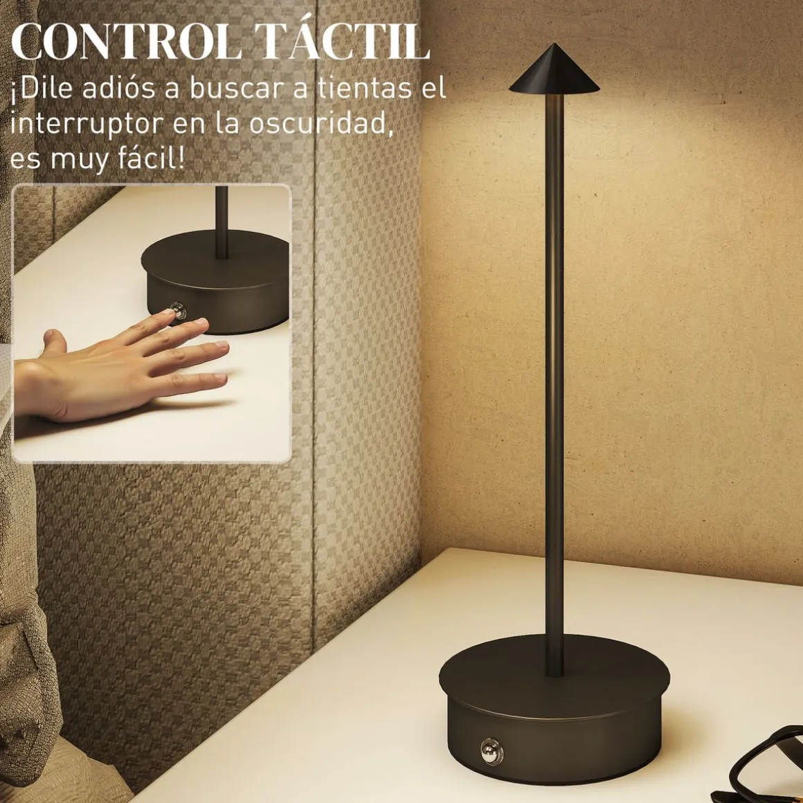 Pack de 2 lámparas LumaTwin Homcom luz LED Ø10x30 cm