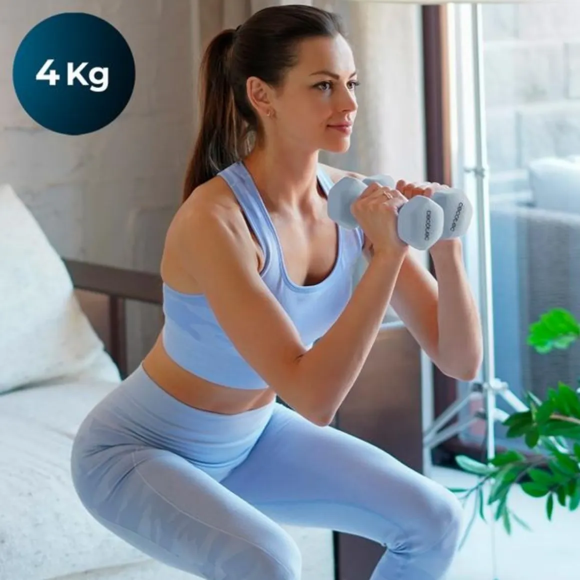 Pack de 2 mancuernas Cecotec Drumfit 400 DoubleNeo 4 kg neopreno antideslizante azul