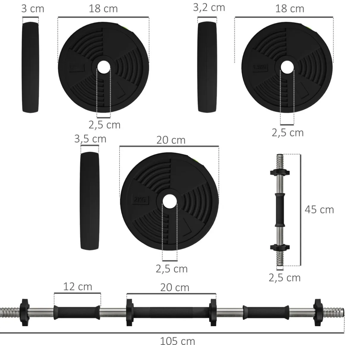Pack de 2 mancuernas Go Sportnow 20kg 2 en 1 negro