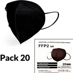 Pack de 20 Mascarillas FFP2 desechables negro