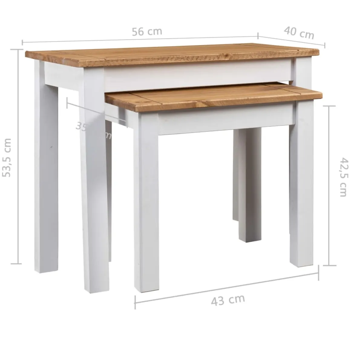 Pack de 2 mesas Panama Range apilables madera maciza de pino
