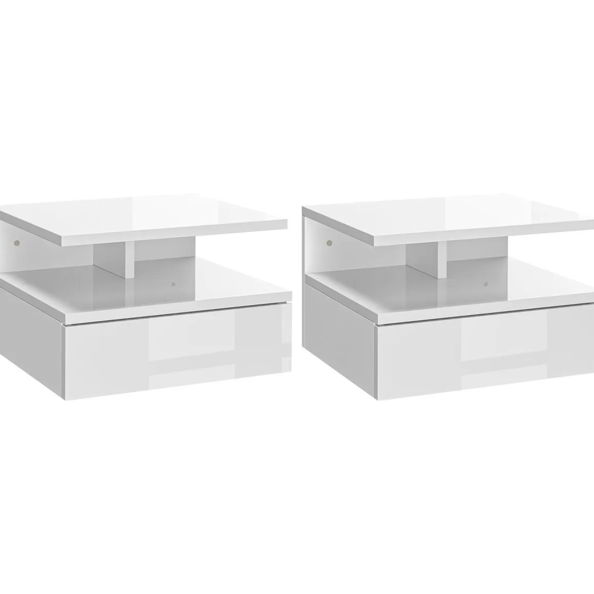 Pack de 2 mesitas de noche Jimena Homcom 1 cajón + 1 estante blanco