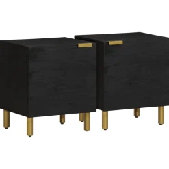 Pack de 2 mesitas de noche Aljibe con puerta negro 46x40x33 cm