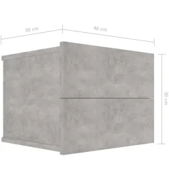 Pack de 2 mesitas de noche Lía 2 cajones gris hormigón 30x40x30 cm