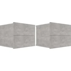 Pack de 2 mesitas de noche Lía 2 cajones gris hormigón 30x40x30 cm
