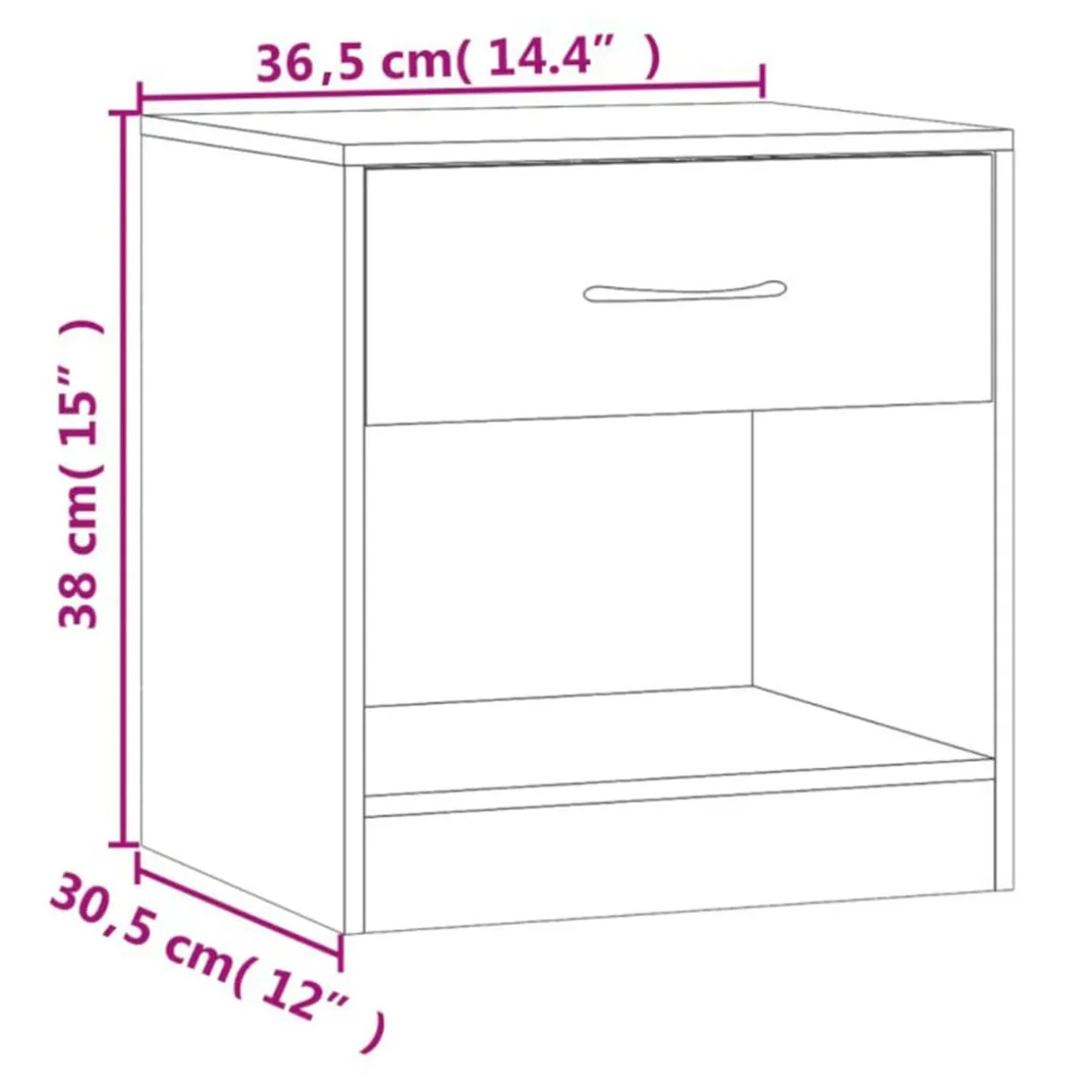 Pack de 2 mesitas de noche 1 cajón 1 estante blanco 38x36,5x30,5 cm