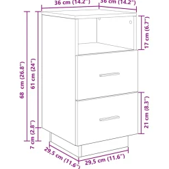 Pack de 2 mesitas de noche Infinity 2 cajones + compartimento 68x36x36 cm