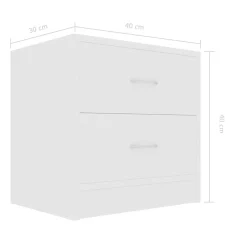 Pack de 2 mesitas de noche 2 cajones con tiradores 40x40x30 cm
