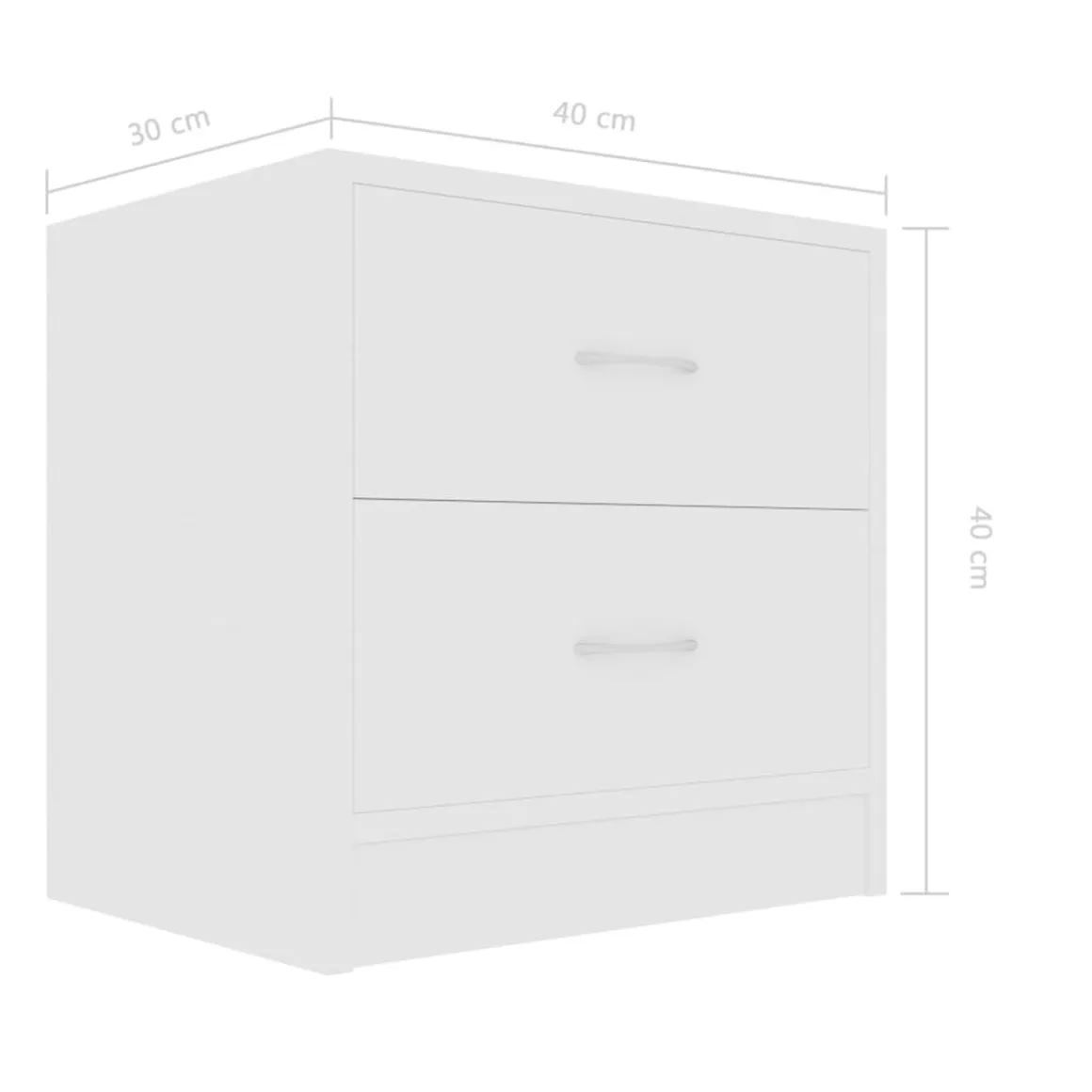 Pack de 2 mesitas de noche 2 cajones con tiradores 40x40x30 cm