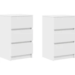 Pack de 2 mesitas de noche Oeste 3 cajones blanco 65x39x35 cm