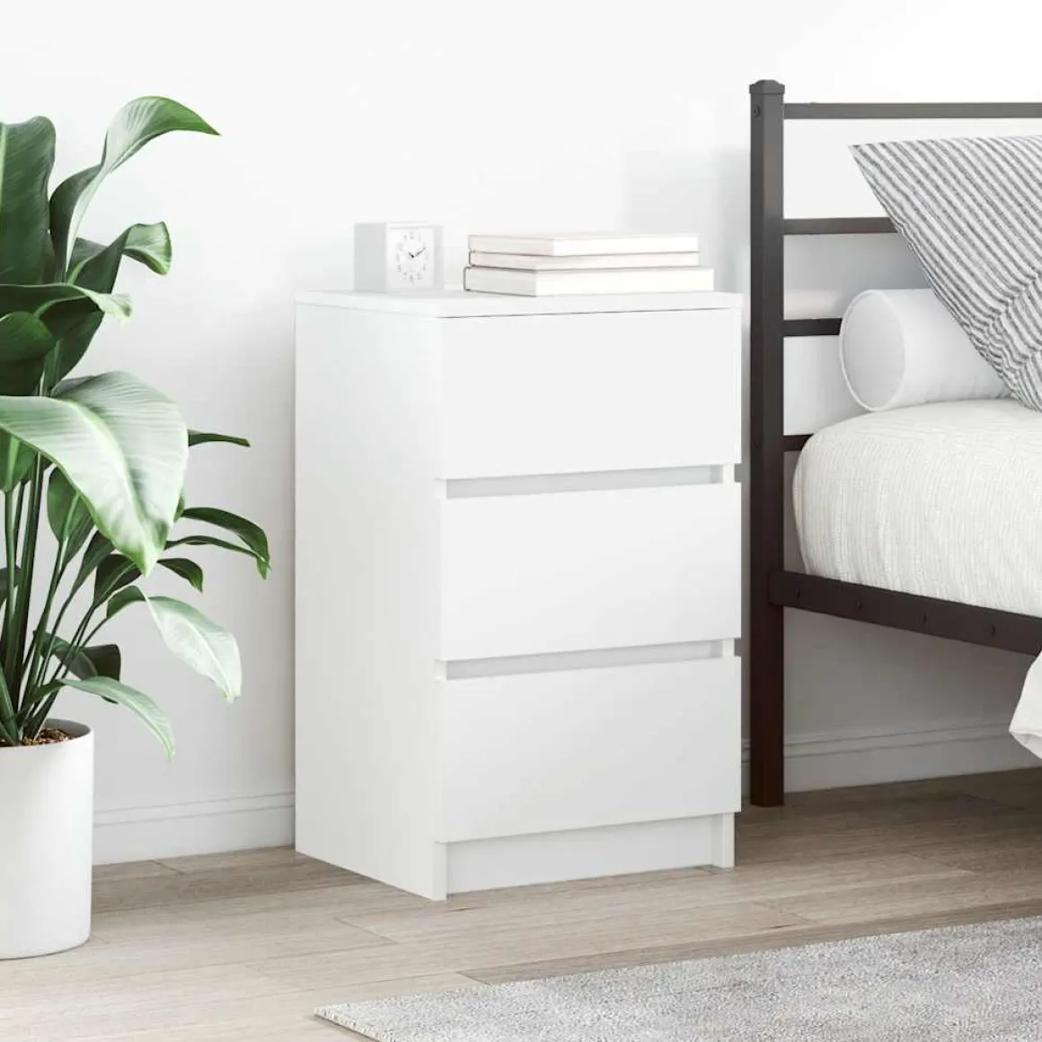 Pack de 2 mesitas de noche Oeste 3 cajones blanco 65x39x35 cm