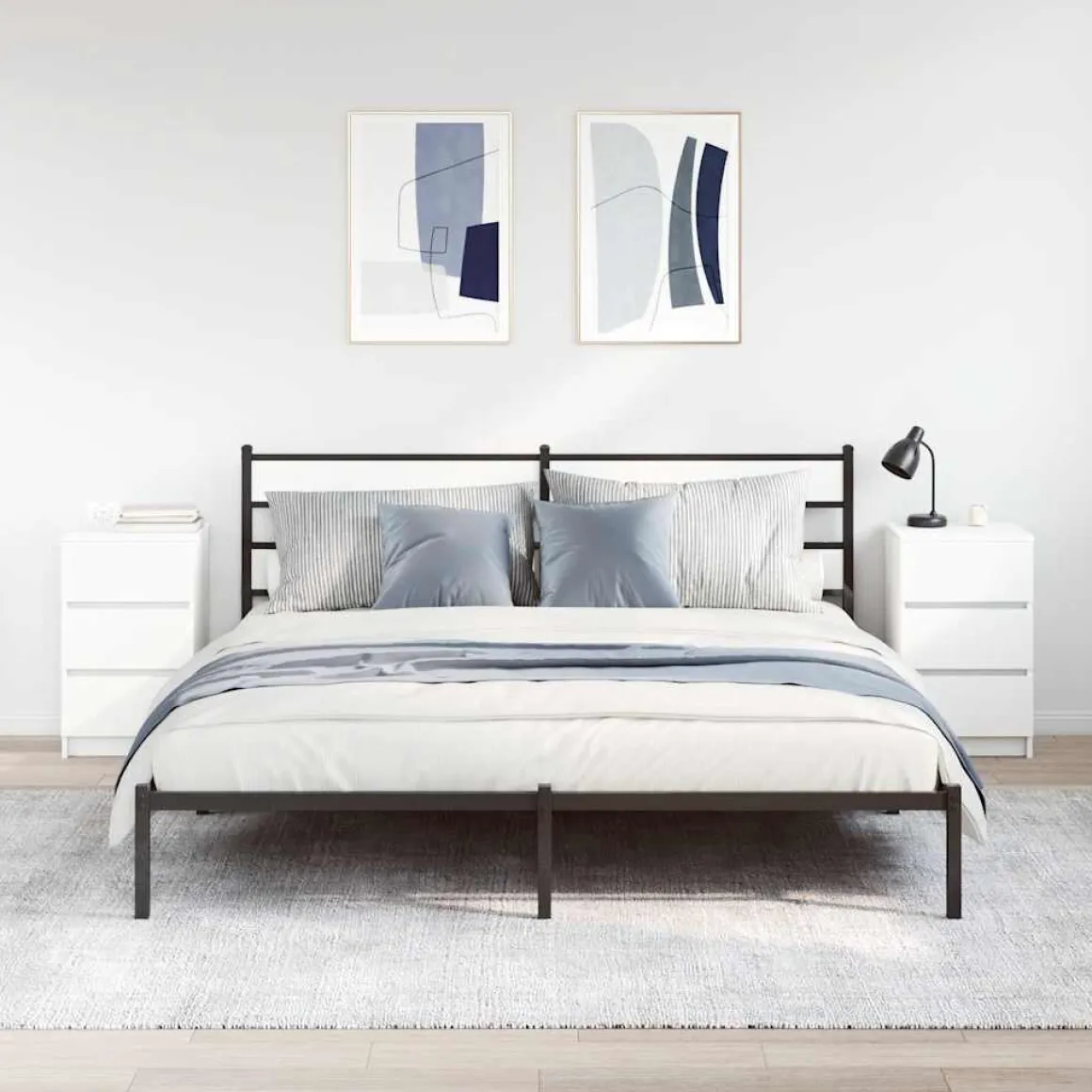 Pack de 2 mesitas de noche Oeste 3 cajones blanco 65x39x35 cm