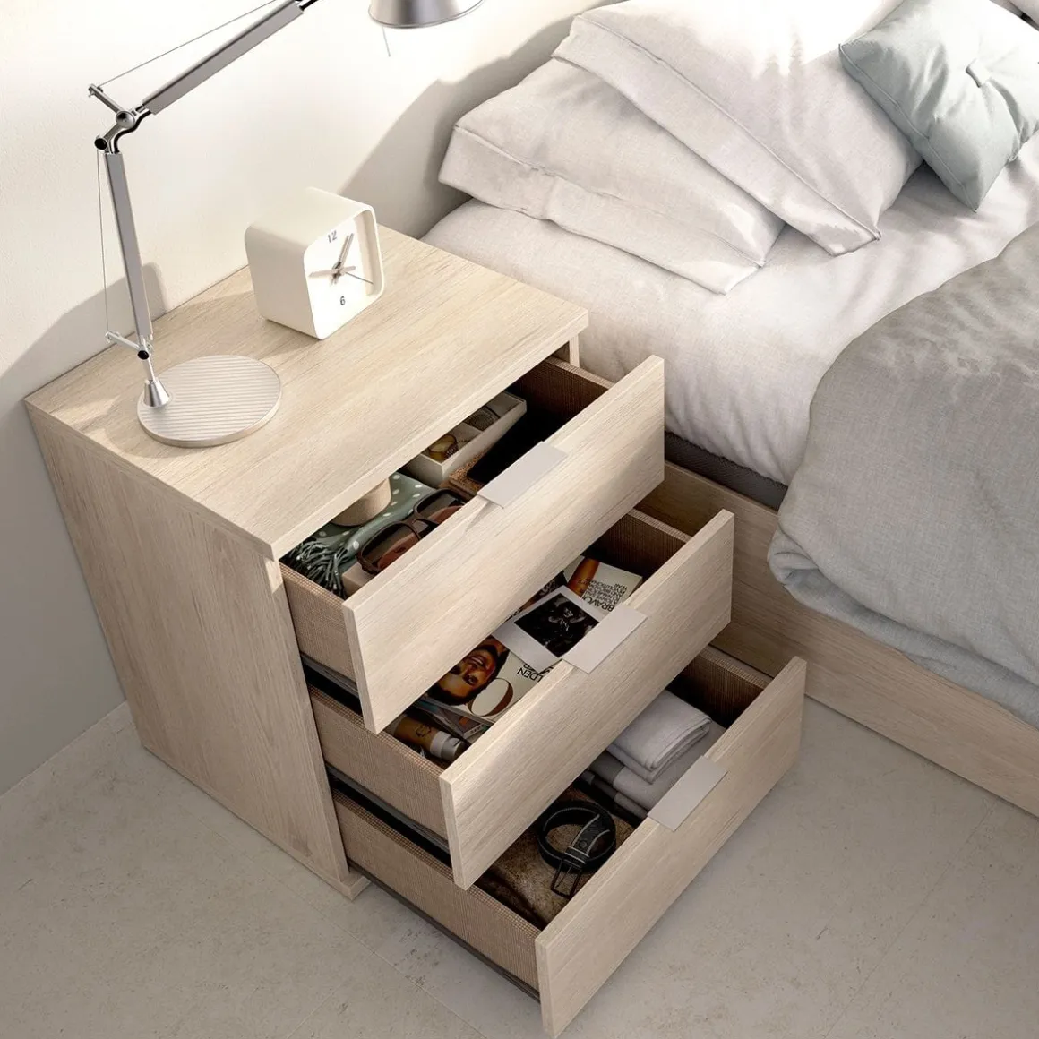 Pack de 2 mesitas de noche Rio 3 cajones 56,8x42x34,2 cm