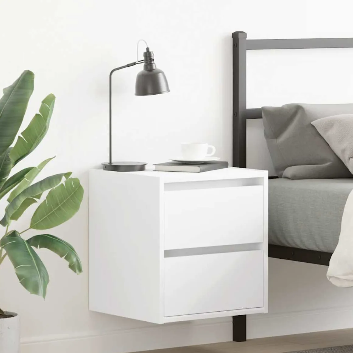 Pack de 2 mesitas de noche Ferco 2 cajones blanco 40x38x34 cm