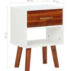 Pack de 2 mesitas de noche Roll cajón + estante blanco/madera 57x40x30 cm