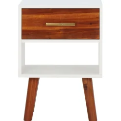 Pack de 2 mesitas de noche Roll cajón + estante blanco/madera 57x40x30 cm
